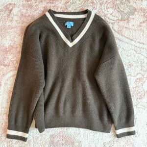Women’s CeCe dark brown varsity sweater